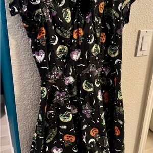 Hell Bunny ModCloth Black Halloween Print Midi Dress